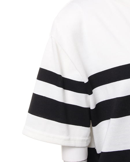 INGNI（イング） パネルボーダー／チュニック ｵﾌﾎﾜｲﾄ/ｸﾛ