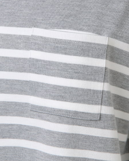 INGNI(イング) ポンチボーダー後下り/TOPS7分 グレー/オフホワイト