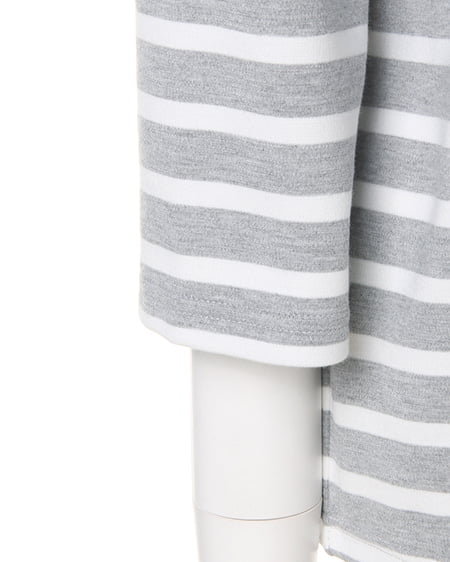 INGNI(イング) ポンチボーダー後下り/TOPS7分 グレー/オフホワイト