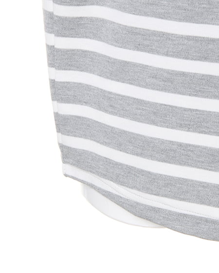 INGNI(イング) ポンチボーダー後下り/TOPS7分 グレー/オフホワイト