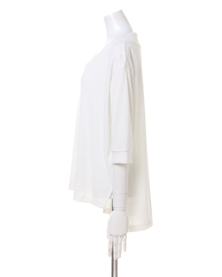 INGNI（イング） 肉薄Vネックリブイレヘム／チュニック／A ｵﾌﾎﾜｲﾄ