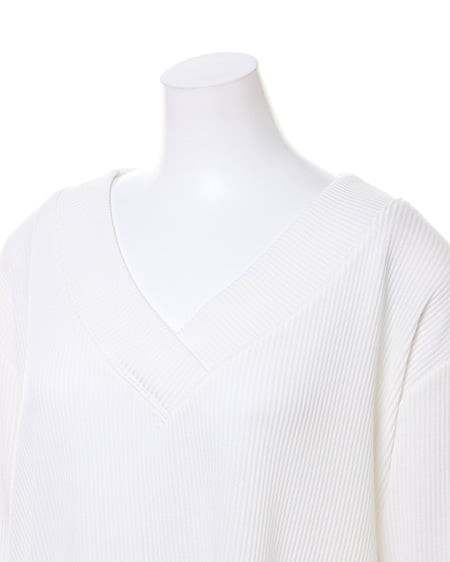 INGNI（イング） 肉薄Vネックリブイレヘム／チュニック／A ｵﾌﾎﾜｲﾄ