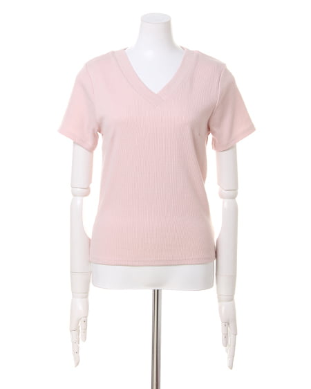 INGNI（イング） Vネックテレコ／Tシャツ ﾋﾟﾝｸ