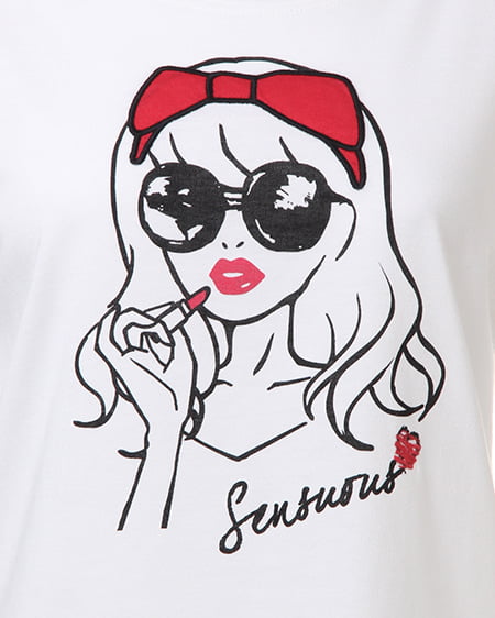INGNI（イング） レトロガール／Tシャツ ｵﾌﾎﾜｲﾄ