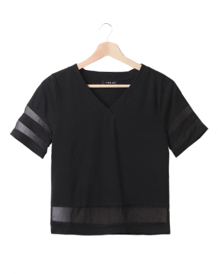 シアーVネックTシャツ