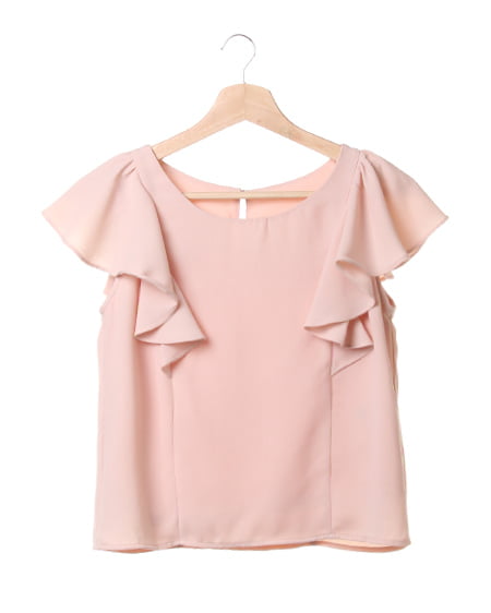 INGNI(イング) 袖フリル／TOPS ﾋﾟﾝｸﾍﾞｰｼﾞｭ