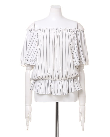 INGNI（イング） フレア袖オフショル／TOPS／A ｵﾌﾎﾜｲﾄ/ｽﾄﾗｲﾌﾟ