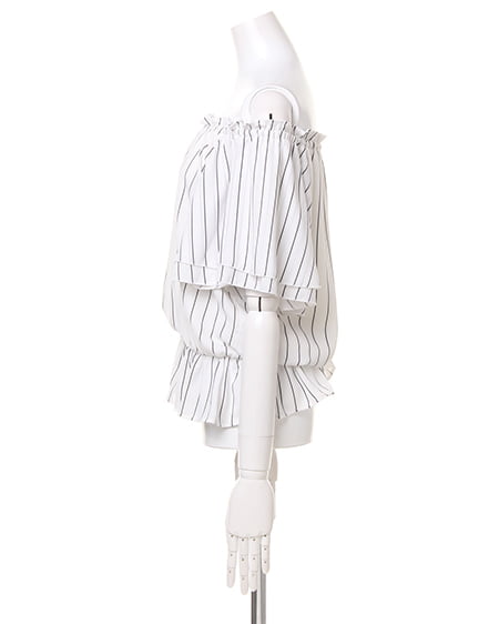 INGNI（イング） フレア袖オフショル／TOPS／A ｵﾌﾎﾜｲﾄ/ｽﾄﾗｲﾌﾟ