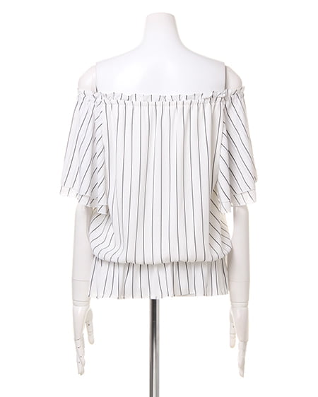 INGNI（イング） フレア袖オフショル／TOPS／A ｵﾌﾎﾜｲﾄ/ｽﾄﾗｲﾌﾟ