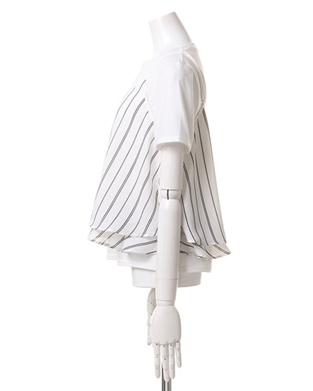 INGNI（イング） サテンキャミ＋Tシャツ／アンサンブル ｵﾌﾎﾜｲﾄ/ｽﾄﾗｲﾌﾟ