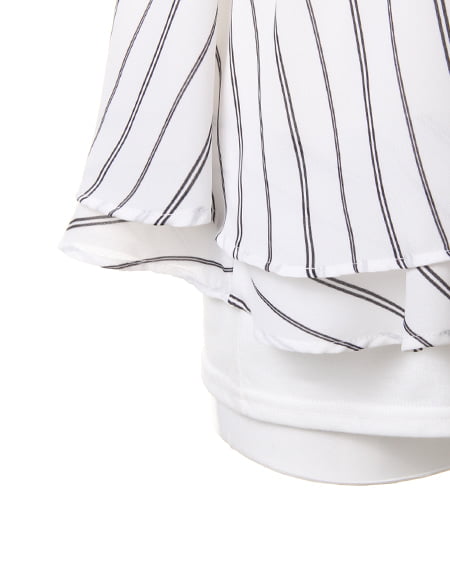 INGNI（イング） サテンキャミ＋Tシャツ／アンサンブル ｵﾌﾎﾜｲﾄ/ｽﾄﾗｲﾌﾟ