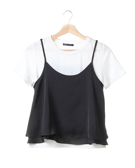 サテンキャミ＋Tシャツ／アンサンブル