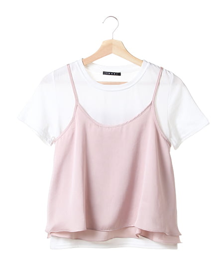 サテンキャミ＋Tシャツ／アンサンブル