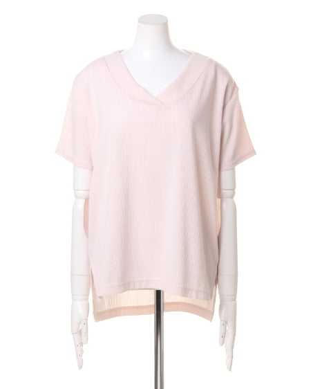 INGNI（イング） 肉薄Vネックリブイレヘム／チュニック／B ﾋﾟﾝｸ