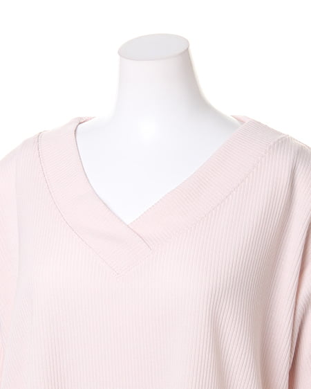 INGNI（イング） 肉薄Vネックリブイレヘム／チュニック／B ﾋﾟﾝｸ