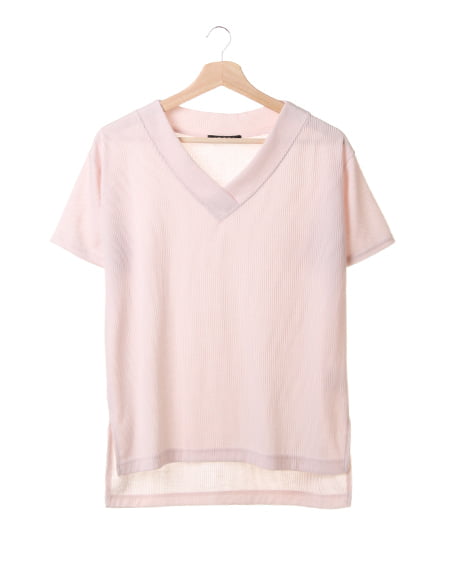 INGNI(イング) 肉薄Vネックリブイレヘム／チュニック／B ﾋﾟﾝｸ