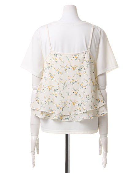 INGNI（イング） 花柄キャミ＋Tシャツ／アンサンブルB ｵﾌﾎﾜｲﾄ