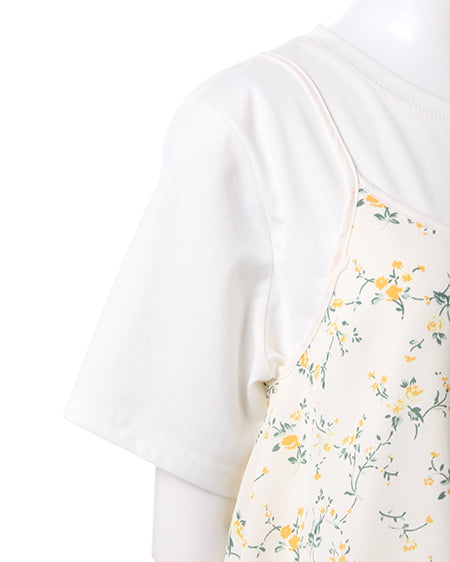 INGNI（イング） 花柄キャミ＋Tシャツ／アンサンブルB ｵﾌﾎﾜｲﾄ