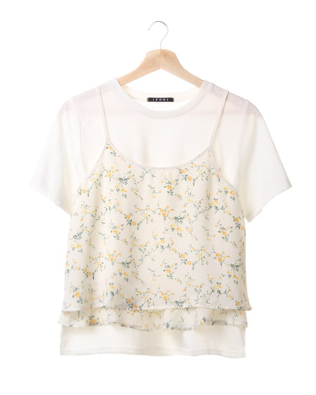 INGNI(イング) 花柄キャミ＋Tシャツ／アンサンブルB ｵﾌﾎﾜｲﾄ