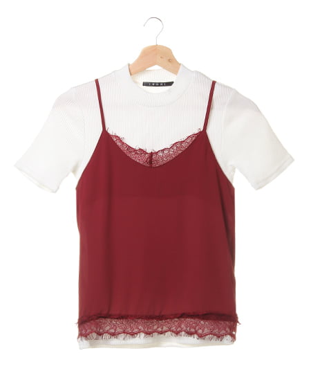 INGNI(イング) JZレースキャミ＋テレコTシャツ／SET ボルドー
