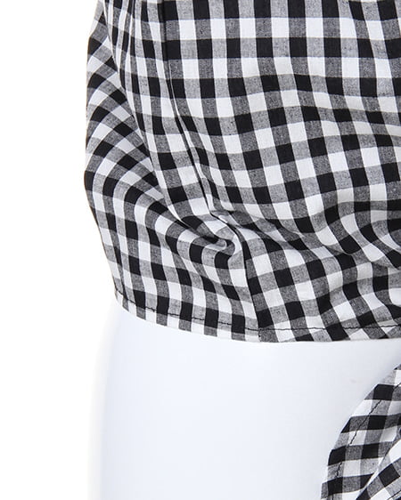 INGNI（イング） 袖フリル前結びギンガム／シャツ ｸﾛ/ｷﾞﾝｶﾞﾑ
