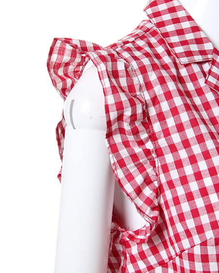 INGNI（イング） 袖フリル前結びギンガム／シャツ ｱｶ/ｷﾞﾝｶﾞﾑ