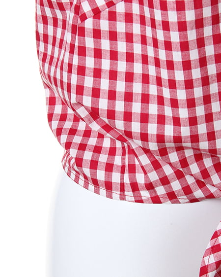 INGNI（イング） 袖フリル前結びギンガム／シャツ ｱｶ/ｷﾞﾝｶﾞﾑ
