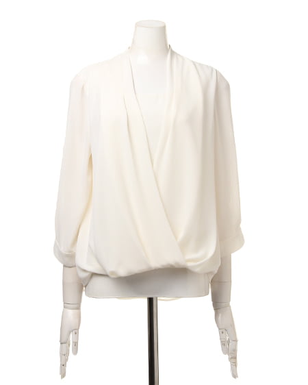 INGNI（イング） JZカシュクール／7分袖シャツ ｵﾌﾎﾜｲﾄ