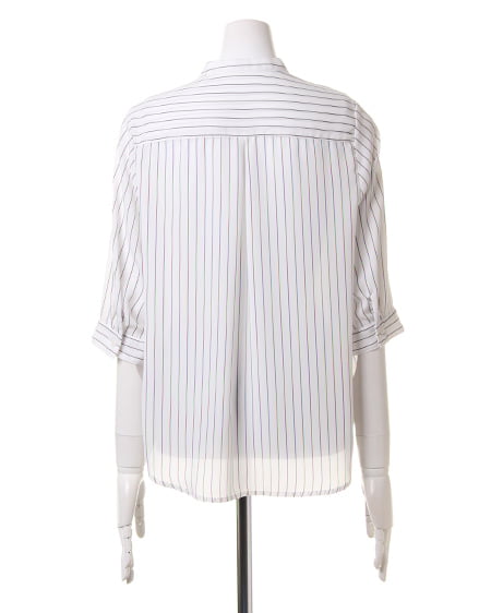 INGNI（イング） ノーカラーJZスキッパー／シャツ ｵﾌｸﾛ/ｽﾄﾗｲﾌﾟ