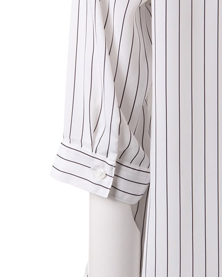 INGNI（イング） ノーカラーJZスキッパー／シャツ ｵﾌｸﾛ/ｽﾄﾗｲﾌﾟ