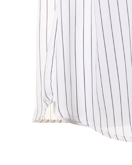 INGNI（イング） ノーカラーJZスキッパー／シャツ ｵﾌｸﾛ/ｽﾄﾗｲﾌﾟ