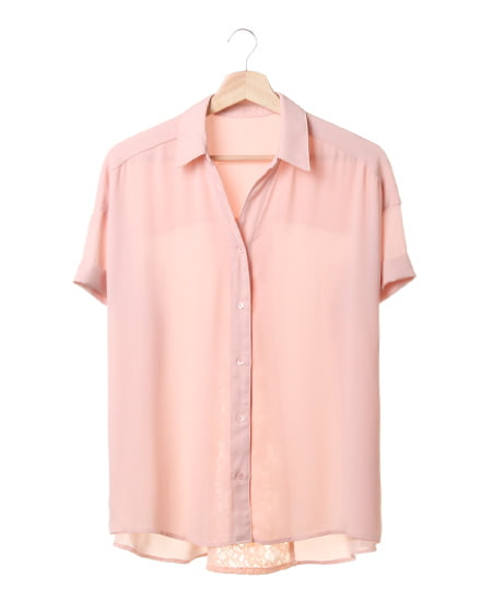 INGNI(イング) BACKレースJZ半袖／シャツ ﾋﾟﾝｸﾍﾞｰｼﾞｭ