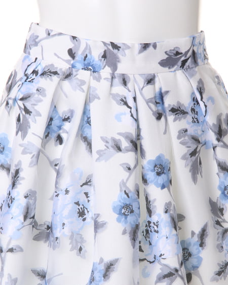 INGNI（イング） 花柄オーガンジータックフレア／スカート ｵﾌﾎﾜｲﾄ/ﾌﾞﾙｰ