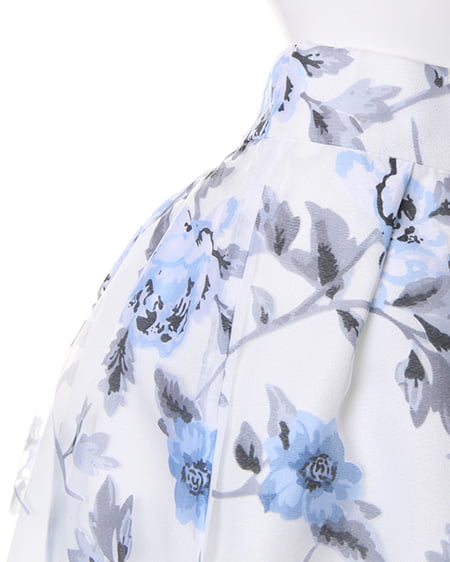 INGNI（イング） 花柄オーガンジータックフレア／スカート ｵﾌﾎﾜｲﾄ/ﾌﾞﾙｰ