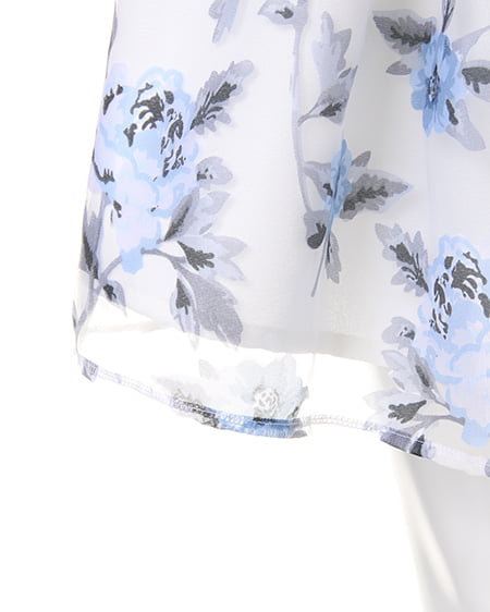 INGNI（イング） 花柄オーガンジータックフレア／スカート ｵﾌﾎﾜｲﾄ/ﾌﾞﾙｰ