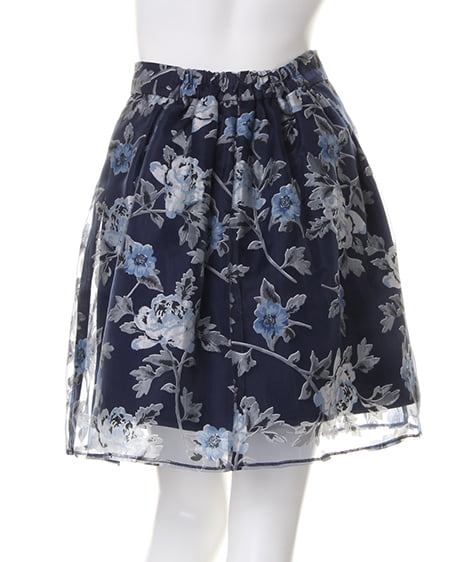極美品♡ レオナール カンカン フレア スカート ひざ下丈 花柄 タック M 極美品【レオナール】ひざ丈スカート M フレア カンカン素材