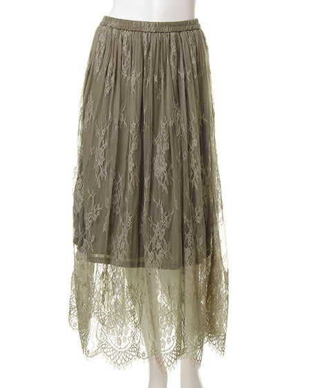 INGNI(イング) ヒゲレースマキシスカート ｶｰｷ