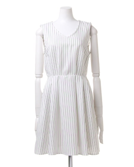 INGNI（イング） ストライプノースリF＆F／ワンピース ｵﾌﾎﾜｲﾄ/ｸﾛA