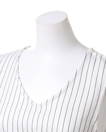 INGNI（イング） ストライプノースリF＆F／ワンピース ｵﾌﾎﾜｲﾄ/ｸﾛA