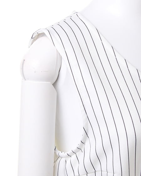 INGNI（イング） ストライプノースリF＆F／ワンピース ｵﾌﾎﾜｲﾄ/ｸﾛA