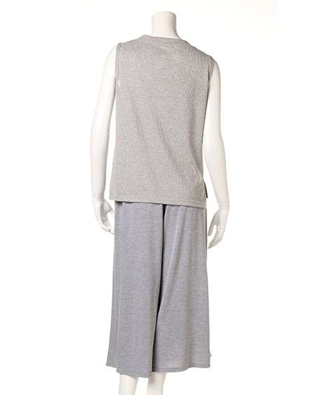 INGNI(イング) リブノースリTOPS+ガウチョ/SET グレー