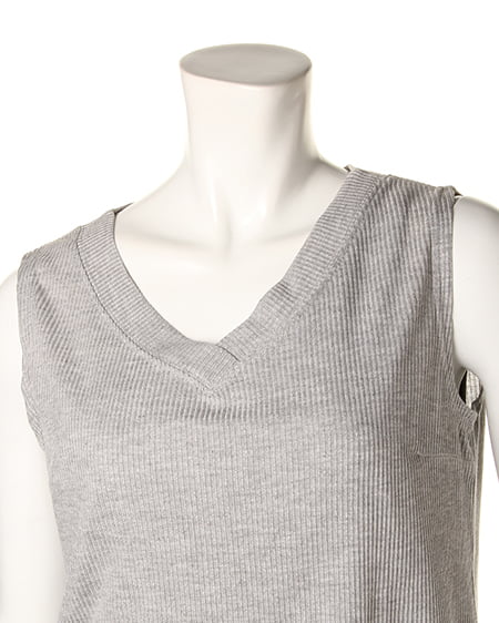 INGNI(イング) リブノースリTOPS+ガウチョ/SET グレー