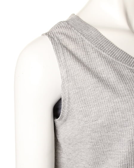 INGNI(イング) リブノースリTOPS+ガウチョ/SET グレー