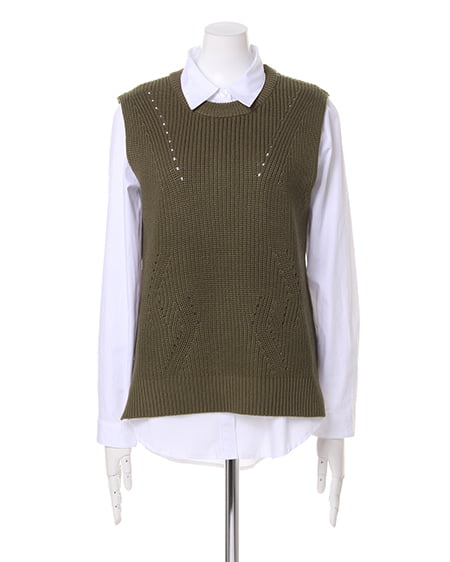 INGNI（イング） ニットベスト＋シャツ／SET ｶｰｷ