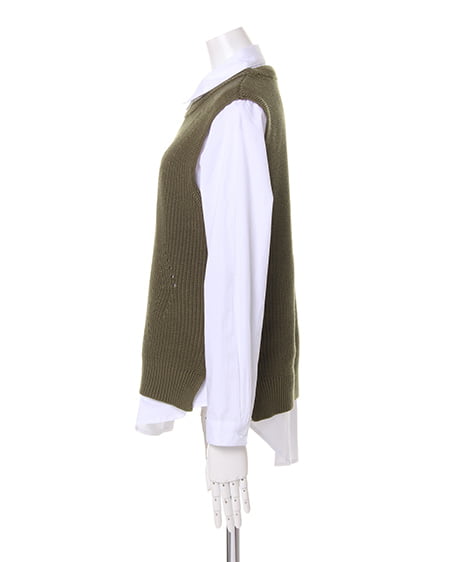 INGNI（イング） ニットベスト＋シャツ／SET ｶｰｷ