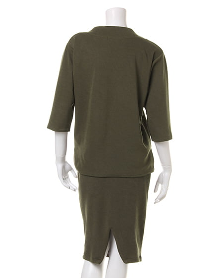 INGNI(イング) ミラノリブタイトスカート/SET UP7分袖 カーキ