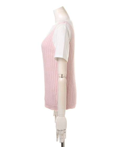 INGNI（イング） 畦ニットキャミTシャツ／SET ﾋﾟﾝｸ