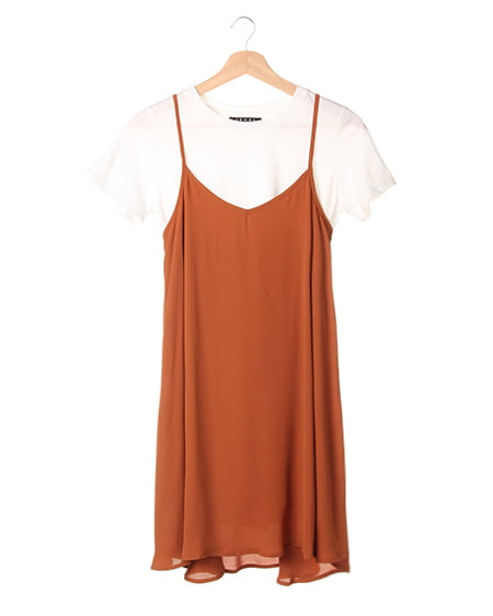 INGNI(イング) JZフレアーワンピースTシャツ／SET テラコッタ