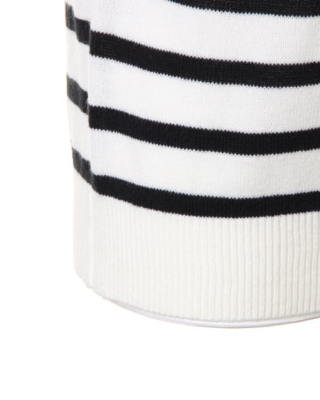 INGNI（イング） カシミヤタッチナヴァルボーダーVネック ｵﾌﾎﾜｲﾄ/ｸﾛ