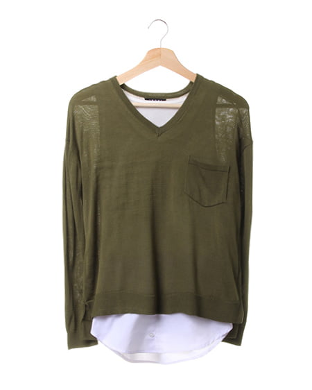 INGNI(イング) Vネックシャツ出し/ニット